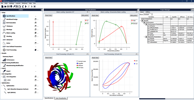 Fig 6: TURBOdesign1’s Project Manager keeps track of all the designs and guides the relative performance of the components across the project development