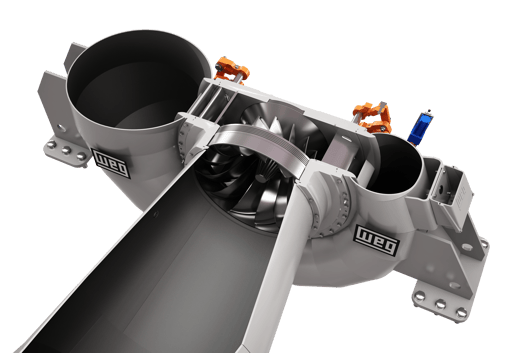 Fig 1: Assembly and 3D model of a horizontal Francis turbine developed by WEG.